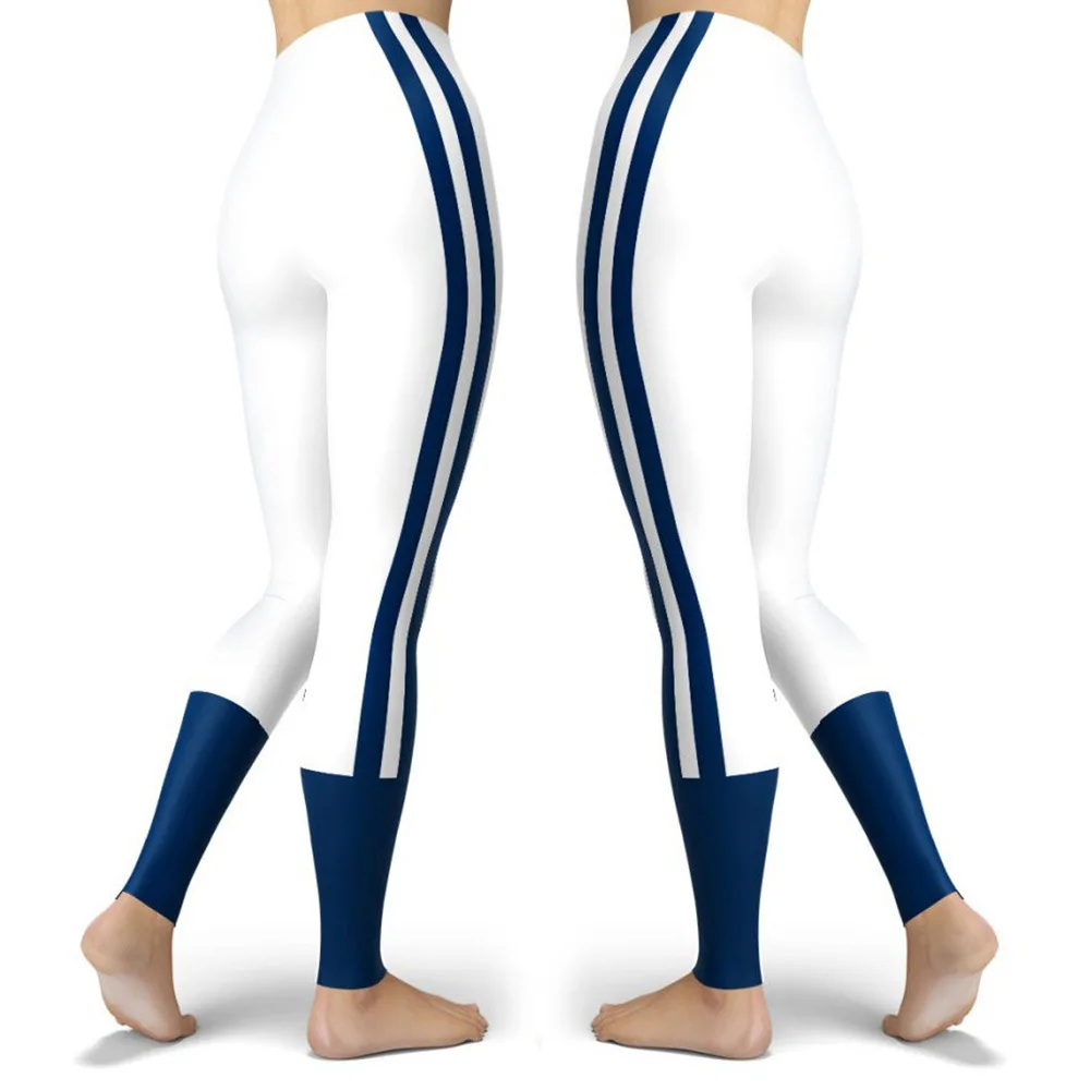 Women Striped Plus Size Leggins Hagh Waist Skinny Femme Gym Blue Leggins Shapewear Elastic Printed Workout Pants Outwear