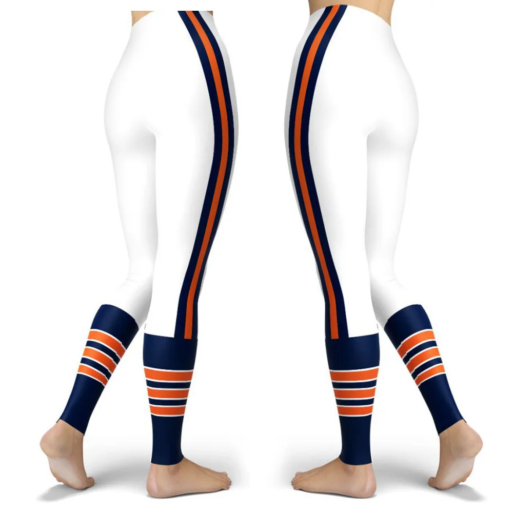 Women Striped Plus Size Leggins Hagh Waist Skinny Femme Gym Blue Leggins Shapewear Elastic Printed Workout Pants Outwear