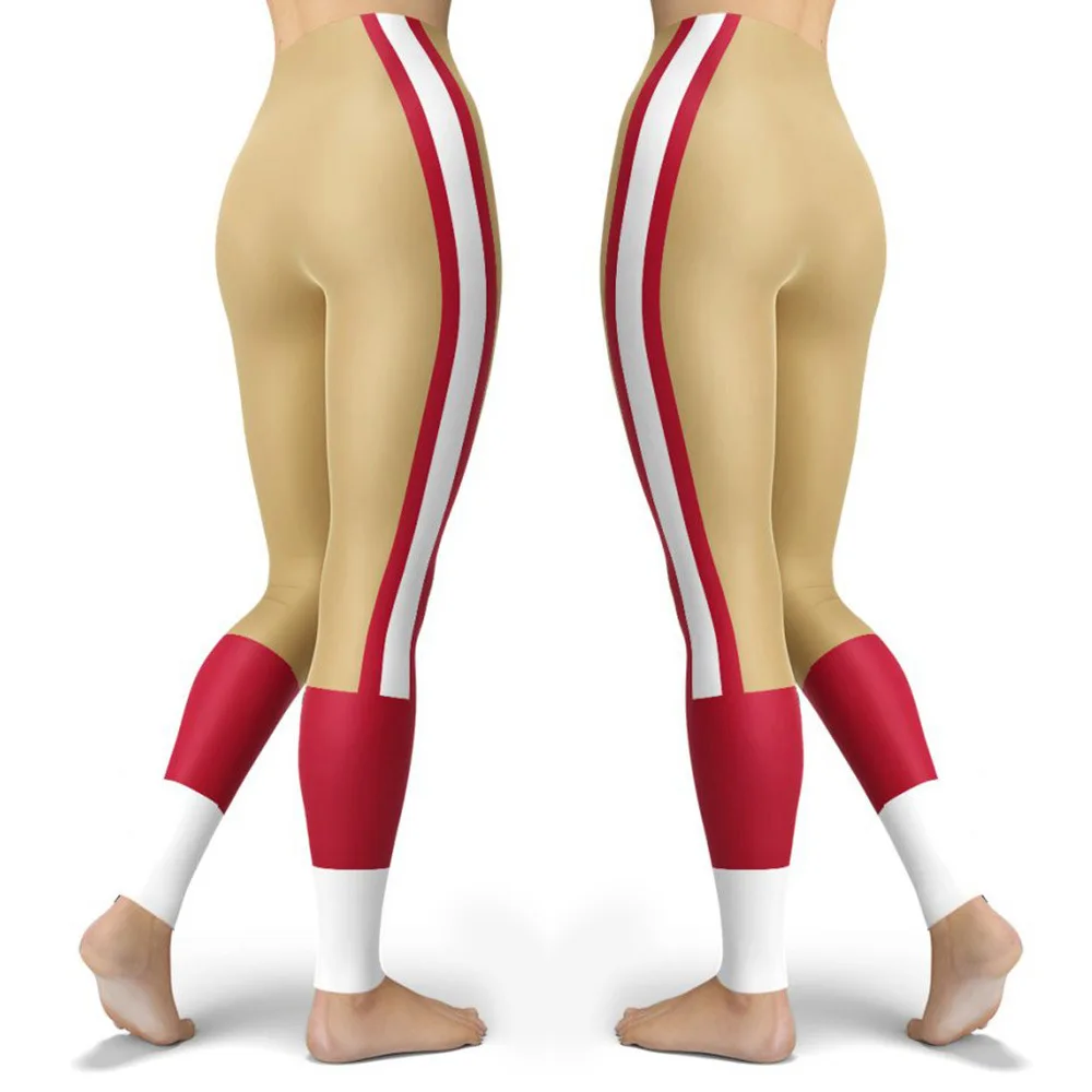 Women Striped Plus Size Leggins Hagh Waist Skinny Femme Gym Blue Leggins Shapewear Elastic Printed Workout Pants Outwear