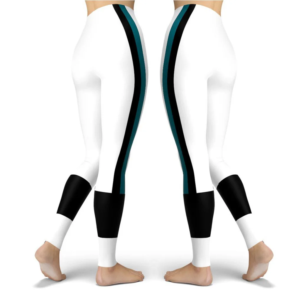 Women Striped Plus Size Leggins Hagh Waist Skinny Femme Gym Blue Leggins Shapewear Elastic Printed Workout Pants Outwear