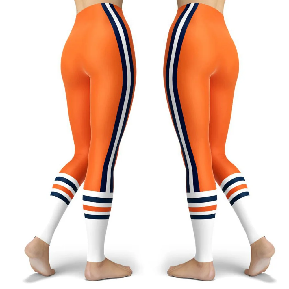 Women Striped Plus Size Leggins Hagh Waist Skinny Femme Gym Blue Leggins Shapewear Elastic Printed Workout Pants Outwear
