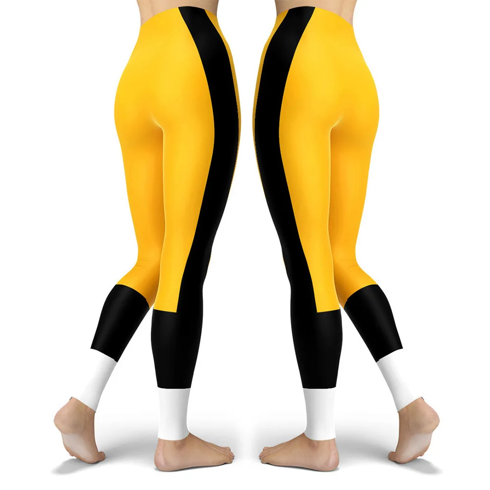 Women Striped Plus Size Leggins Hagh Waist Skinny Femme Gym Blue Leggins Shapewear Elastic Printed Workout Pants Outwear