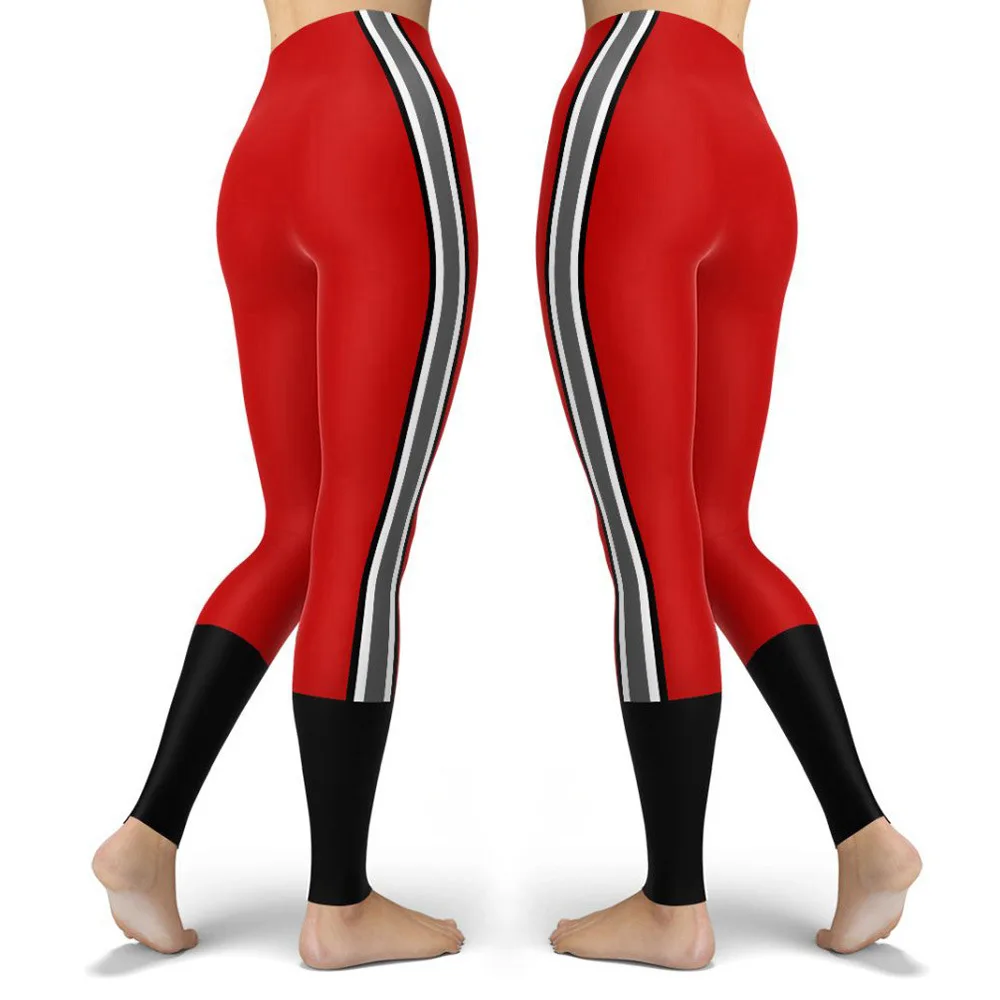 Women Striped Plus Size Leggins Hagh Waist Skinny Femme Gym Blue Leggins Shapewear Elastic Printed Workout Pants Outwear