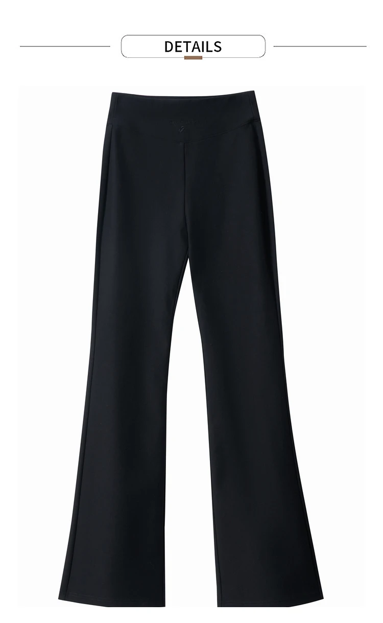 AMII Minimalist Casual Comfortable Flared Leggings for Women Embroidered Fleece Slimming Black Pant Lady 2024 Winter 12424095