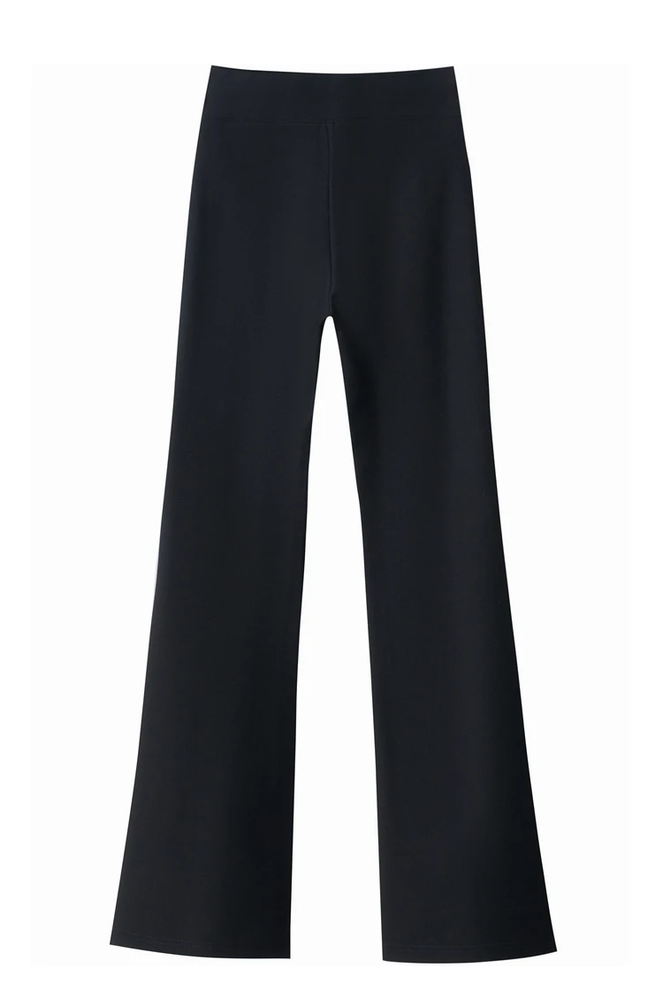 AMII Minimalist Casual Comfortable Flared Leggings for Women Embroidered Fleece Slimming Black Pant Lady 2024 Winter 12424095