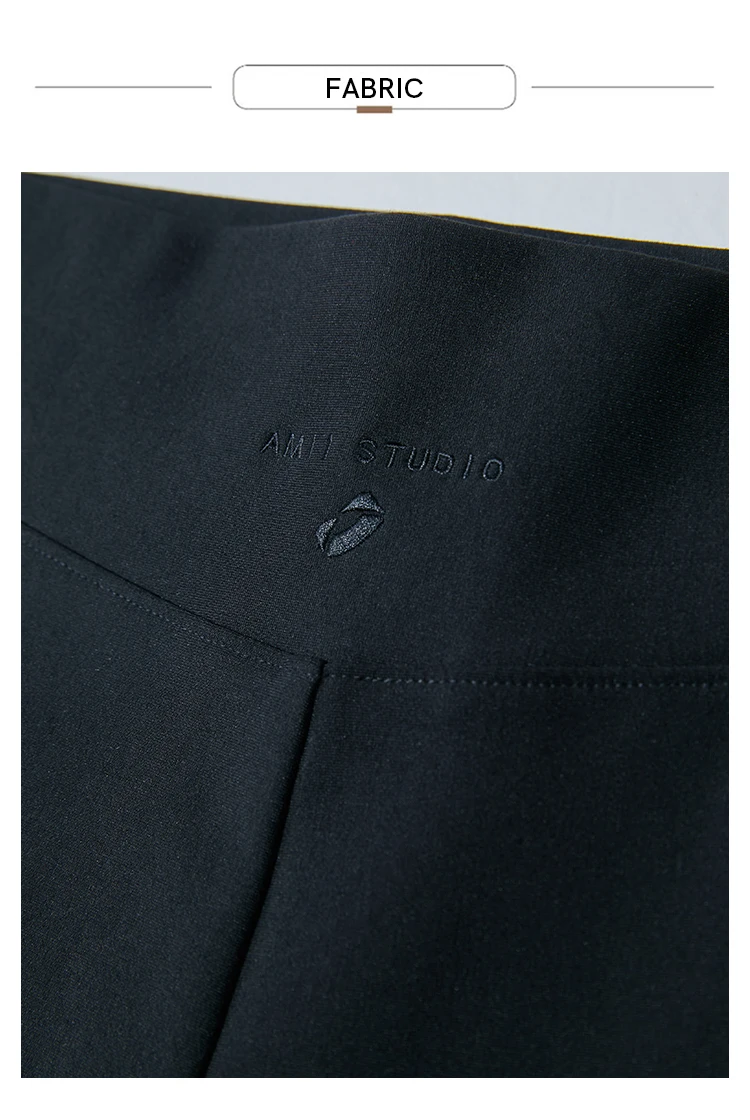 AMII Minimalist Casual Comfortable Flared Leggings for Women Embroidered Fleece Slimming Black Pant Lady 2024 Winter 12424095