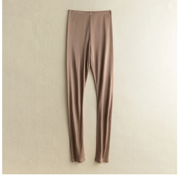 2025 Women's Fashion Autumn and Winter Clothing 23% Natural Mulberry Silk Slim Fit Breathable Hip Lifting Elastic Leggings