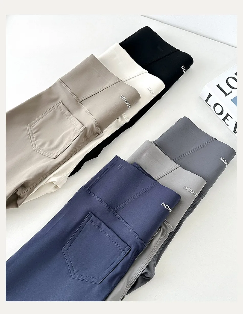 2025 New Shark Pocket Pants High Waist Abdomen in Women Yoga Pencil Pants Slim Thin Casual Sports Fitness Leggings Stretch Tight