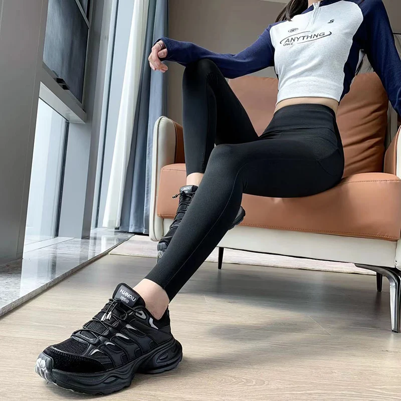 BIVIGAOS Spring Summer New Pocket Sharkskin Cargo Leggings Women High Waist Tight-Fit Elastic Sexy Fitness Sport Leggings