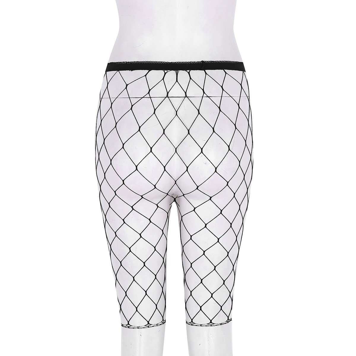 Sexy Women Adults Fishnet Mesh See Through High Waisted Knee Length Legging Half Pants for Legging Pants Nightwear