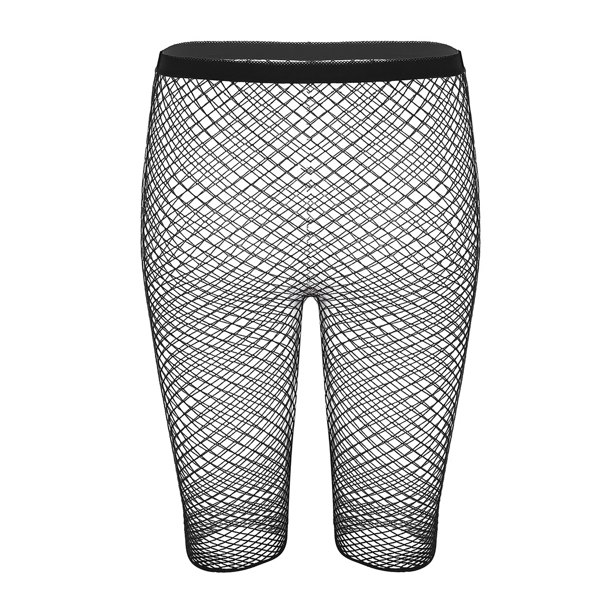Sexy Women Adults Fishnet Mesh See Through High Waisted Knee Length Legging Half Pants for Legging Pants Nightwear