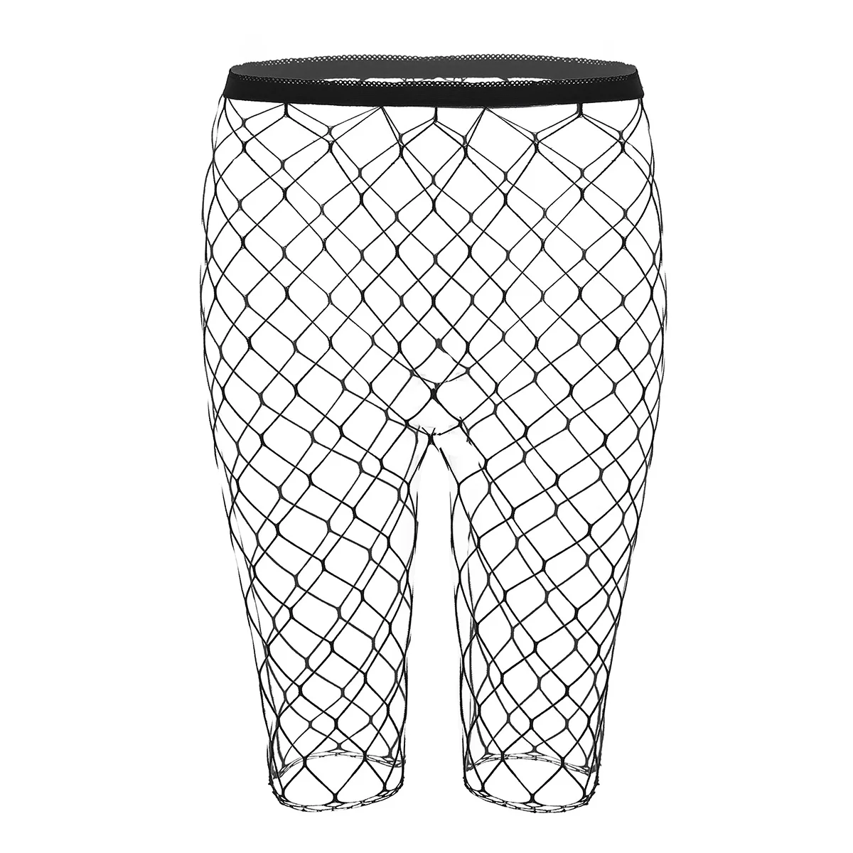 Sexy Women Adults Fishnet Mesh See Through High Waisted Knee Length Legging Half Pants for Legging Pants Nightwear
