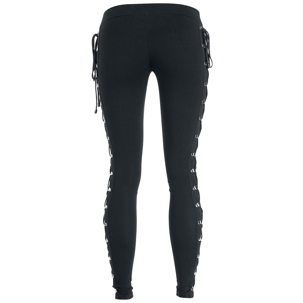 Gothic Leggings Black Vintage Women Punk Lace Up Bottoms Steampunk Pants Leggins Mujer Women Long Pencil Pants Trousers лосины
