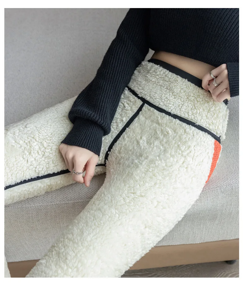 Autumn Winter Extra Thick Lamb Velvet Shark Leggings Women's High Waist Butt Lifter Black Thermal Fleece Warm Leggings
