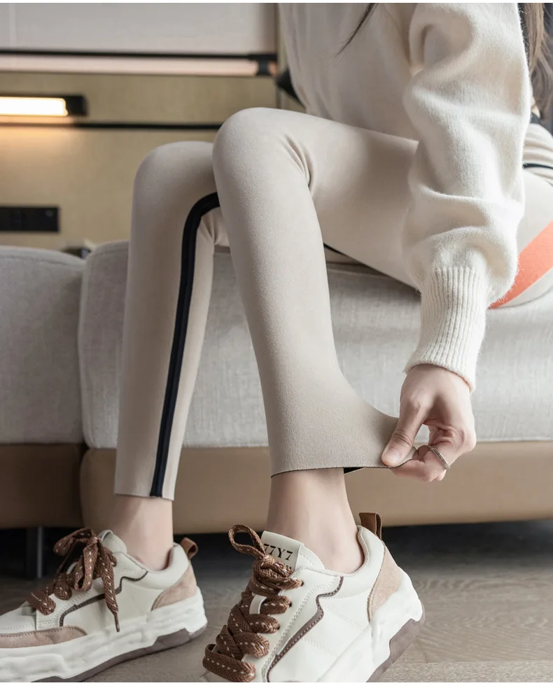 Autumn Winter Extra Thick Lamb Velvet Shark Leggings Women's High Waist Butt Lifter Black Thermal Fleece Warm Leggings