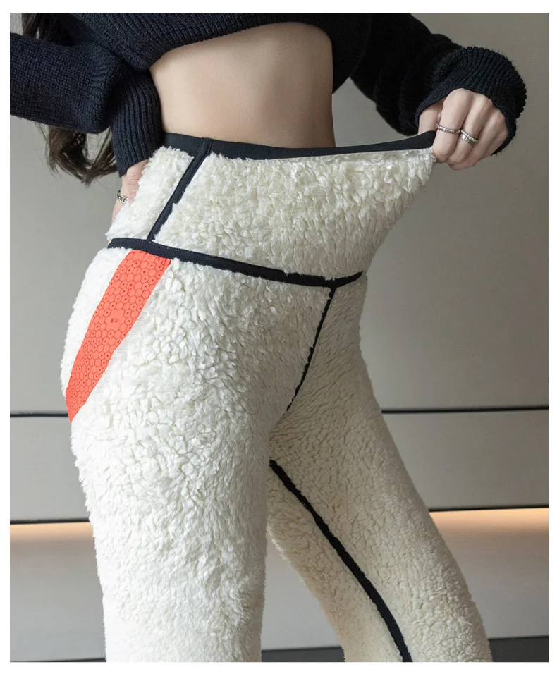 Autumn Winter Extra Thick Lamb Velvet Shark Leggings Women's High Waist Butt Lifter Black Thermal Fleece Warm Leggings