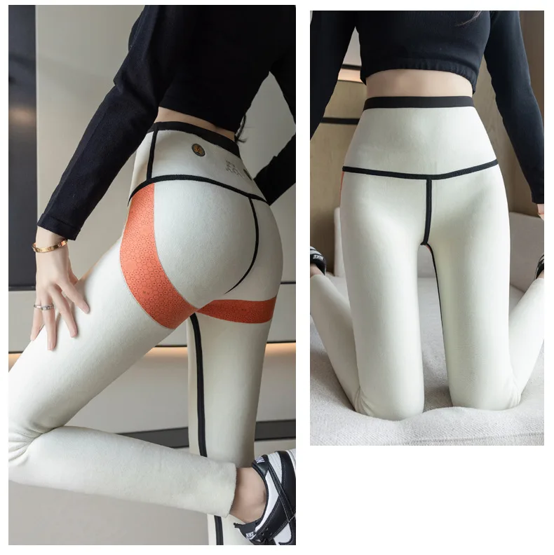 Autumn Winter Extra Thick Lamb Velvet Shark Leggings Women's High Waist Butt Lifter Black Thermal Fleece Warm Leggings