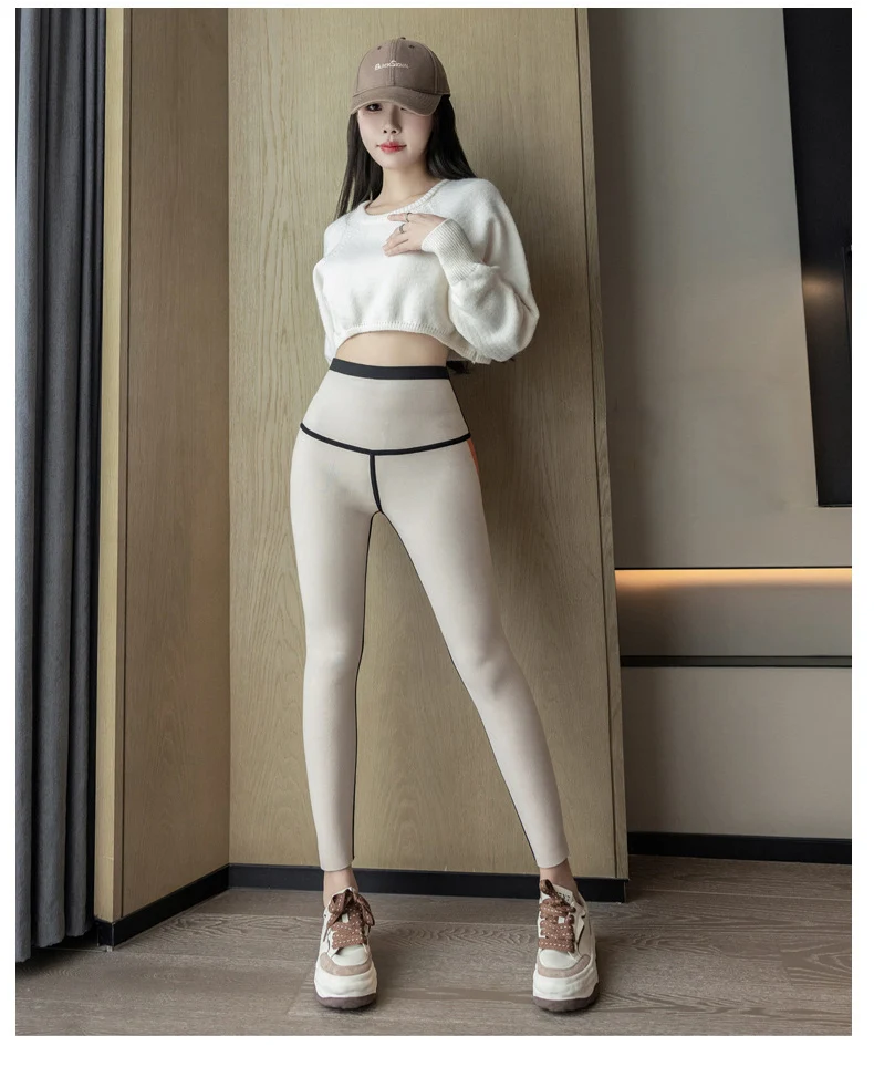 Autumn Winter Extra Thick Lamb Velvet Shark Leggings Women's High Waist Butt Lifter Black Thermal Fleece Warm Leggings