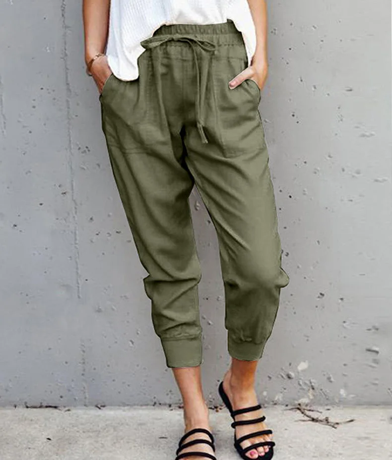 Pants Women Leggings New Pure Color Female Tall Waist Show Thin Trousers Nine Points Cheap Women Leggings OLN3386