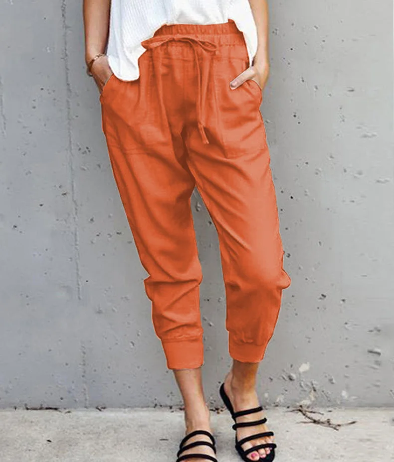 Pants Women Leggings New Pure Color Female Tall Waist Show Thin Trousers Nine Points Cheap Women Leggings OLN3386