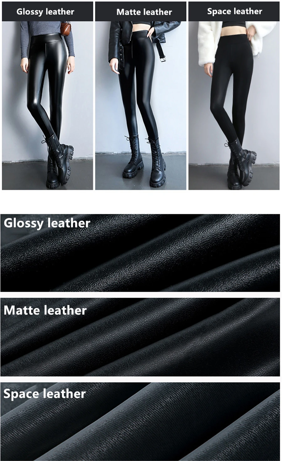 Winter Pu Leather Fleece Lined Leggings Pant Women High Waist Thicken Warm Lamb Fluff Slim Pencil Leggins Black Pantalones
