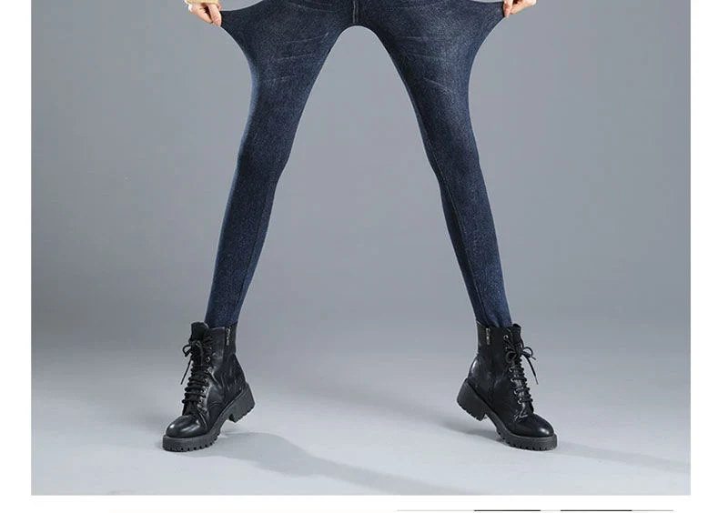Fake Pocket Print Imitation Denim Leggings Women Skinny High Waist Pencil Pants Sexy Slim Pantalones Hip Lift Stretch Trousers