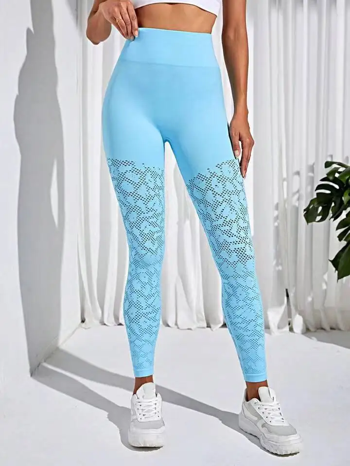 High Waist Seamless Leggings Solid Hollow Out Sportswear Tummy Control Breathable Gym Jogging Quick Dry Push Up Yoga Pants