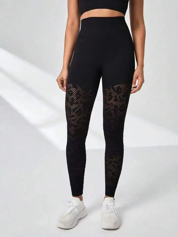 High Waist Seamless Leggings Solid Hollow Out Sportswear Tummy Control Breathable Gym Jogging Quick Dry Push Up Yoga Pants