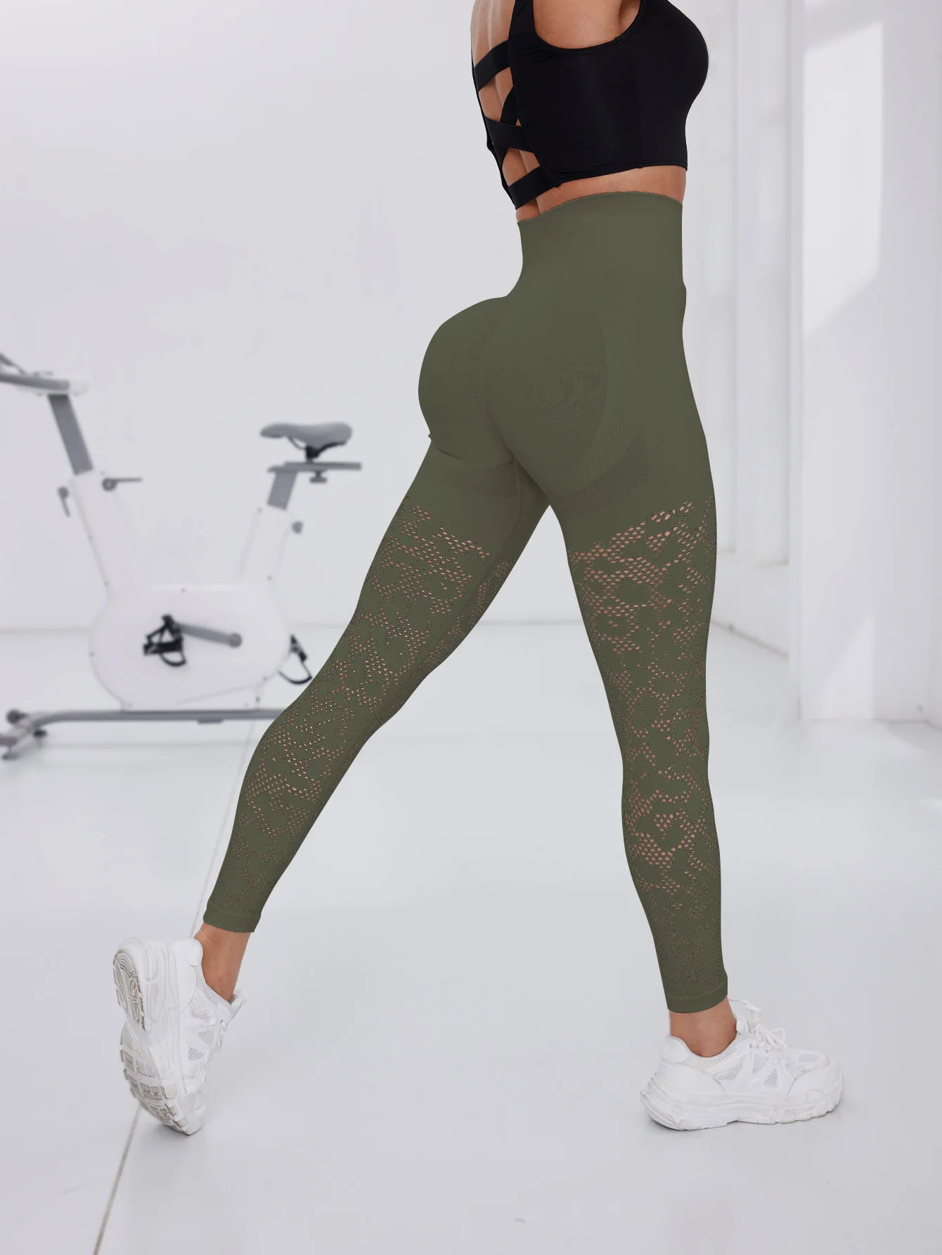 High Waist Seamless Leggings Solid Hollow Out Sportswear Tummy Control Breathable Gym Jogging Quick Dry Push Up Yoga Pants