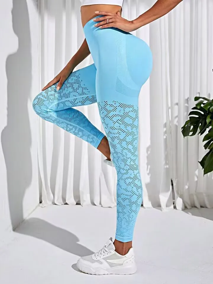 High Waist Seamless Leggings Solid Hollow Out Sportswear Tummy Control Breathable Gym Jogging Quick Dry Push Up Yoga Pants
