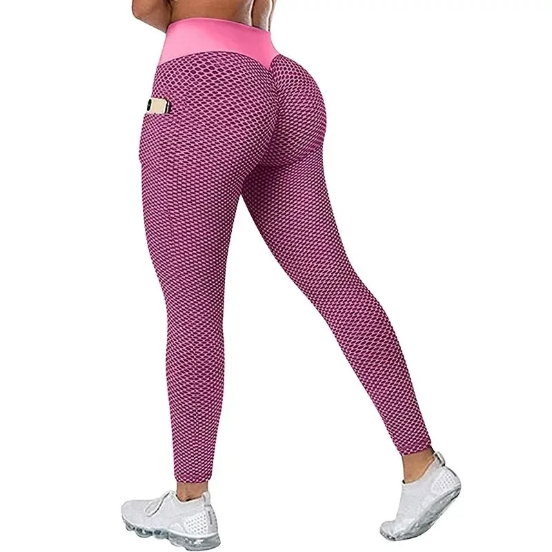 High Waist Women's Casual Fitness Trousers with Pockets Scrunch Butt Workout Leggings Push up Yoga Gym Tights S-3XL