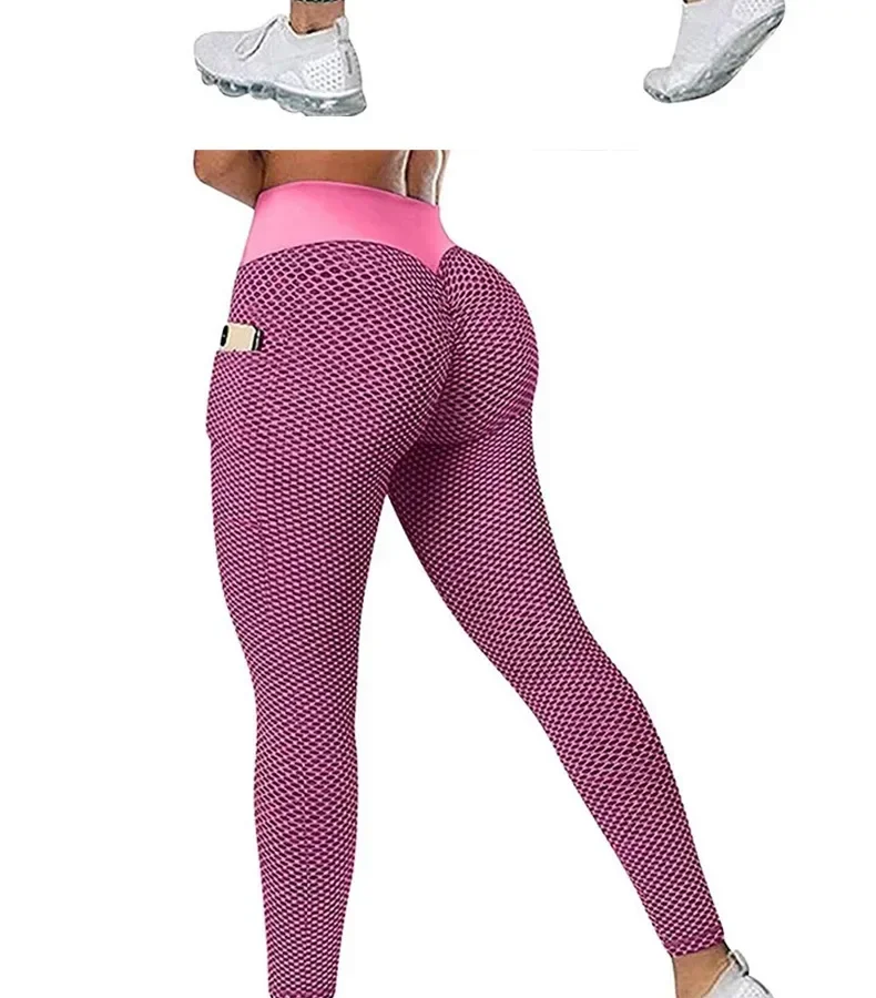 High Waist Women's Casual Fitness Trousers with Pockets Scrunch Butt Workout Leggings Push up Yoga Gym Tights S-3XL