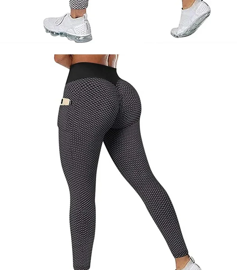 High Waist Women's Casual Fitness Trousers with Pockets Scrunch Butt Workout Leggings Push up Yoga Gym Tights S-3XL