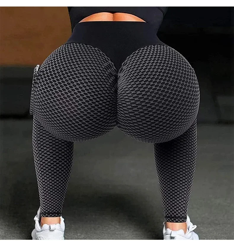 High Waist Women's Casual Fitness Trousers with Pockets Scrunch Butt Workout Leggings Push up Yoga Gym Tights S-3XL