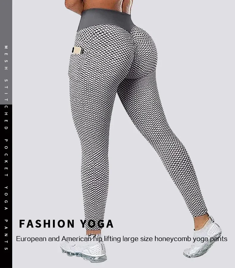 High Waist Women's Casual Fitness Trousers with Pockets Scrunch Butt Workout Leggings Push up Yoga Gym Tights S-3XL