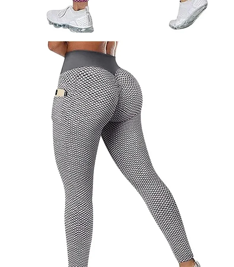 High Waist Women's Casual Fitness Trousers with Pockets Scrunch Butt Workout Leggings Push up Yoga Gym Tights S-3XL