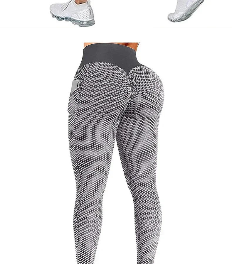 High Waist Women's Casual Fitness Trousers with Pockets Scrunch Butt Workout Leggings Push up Yoga Gym Tights S-3XL