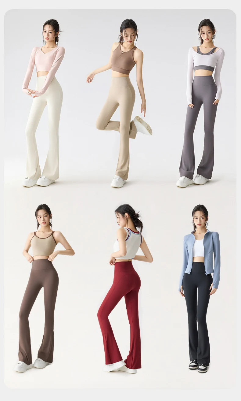 BIVIGAOS Spring Summer Micro Flared Sharkskin Leggings Women Tight Sexy Elastic Horseshoe Pants Sport Fitness Yoga Flared Pants