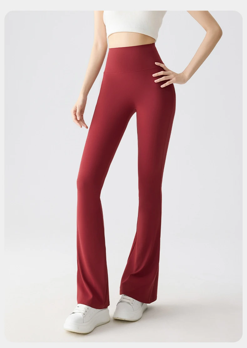 BIVIGAOS Spring Summer Micro Flared Sharkskin Leggings Women Tight Sexy Elastic Horseshoe Pants Sport Fitness Yoga Flared Pants