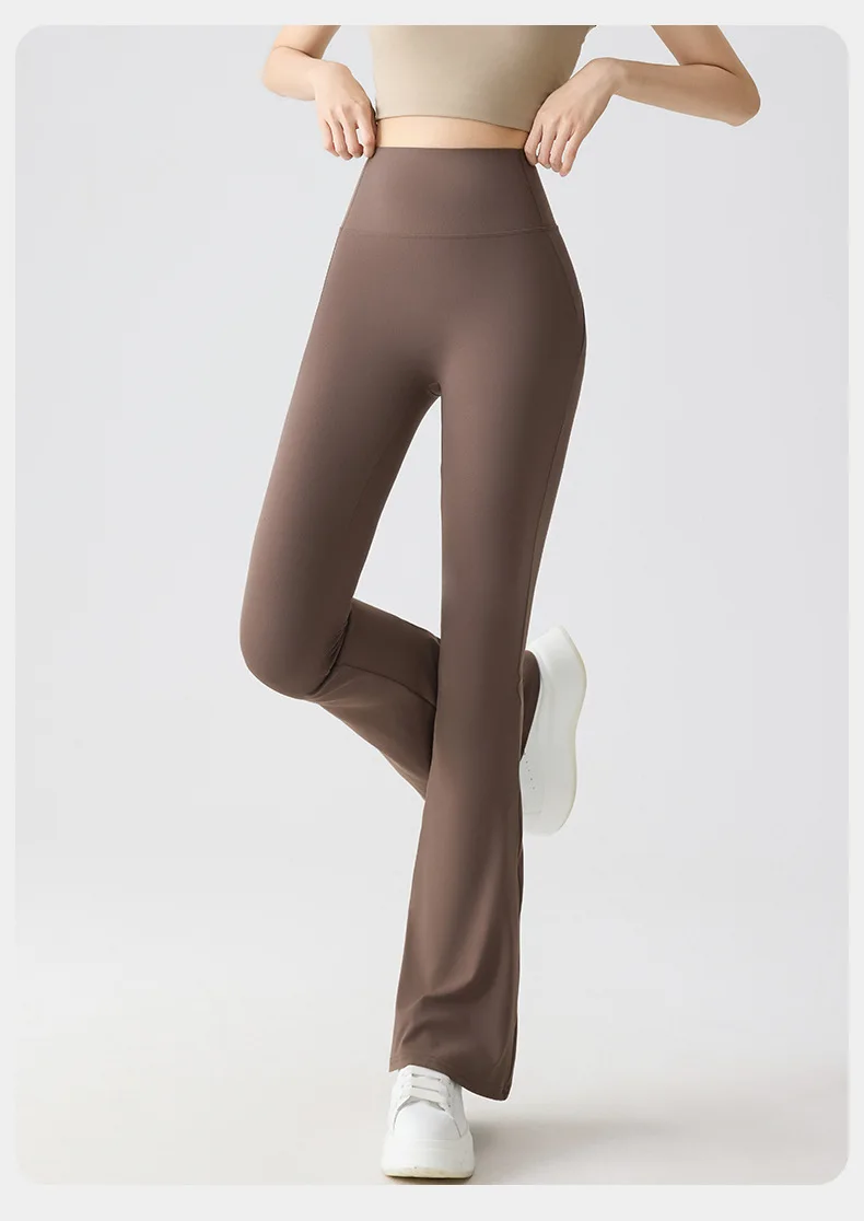 BIVIGAOS Spring Summer Micro Flared Sharkskin Leggings Women Tight Sexy Elastic Horseshoe Pants Sport Fitness Yoga Flared Pants