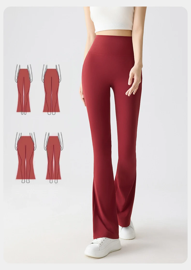 BIVIGAOS Spring Summer Micro Flared Sharkskin Leggings Women Tight Sexy Elastic Horseshoe Pants Sport Fitness Yoga Flared Pants