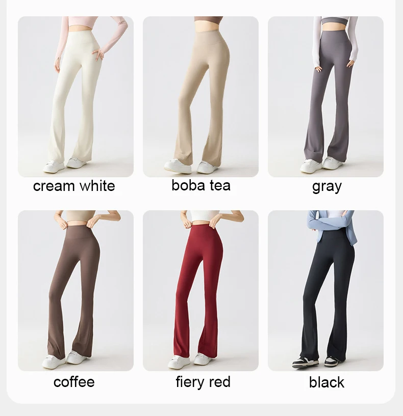 BIVIGAOS Spring Summer Micro Flared Sharkskin Leggings Women Tight Sexy Elastic Horseshoe Pants Sport Fitness Yoga Flared Pants
