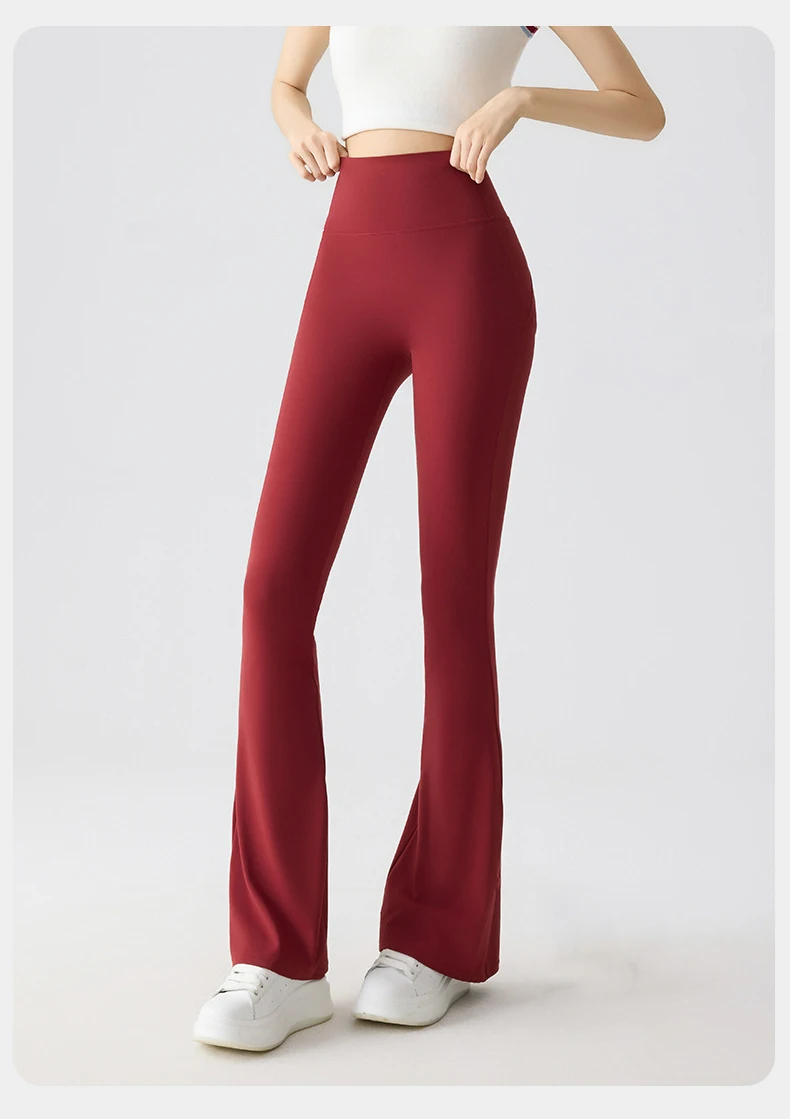 BIVIGAOS Spring Summer Micro Flared Sharkskin Leggings Women Tight Sexy Elastic Horseshoe Pants Sport Fitness Yoga Flared Pants