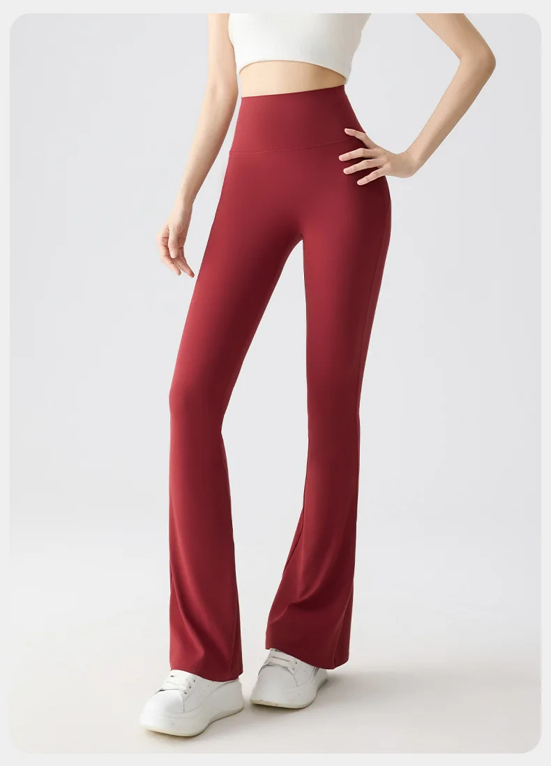 BIVIGAOS Spring Summer Micro Flared Sharkskin Leggings Women Tight Sexy Elastic Horseshoe Pants Sport Fitness Yoga Flared Pants