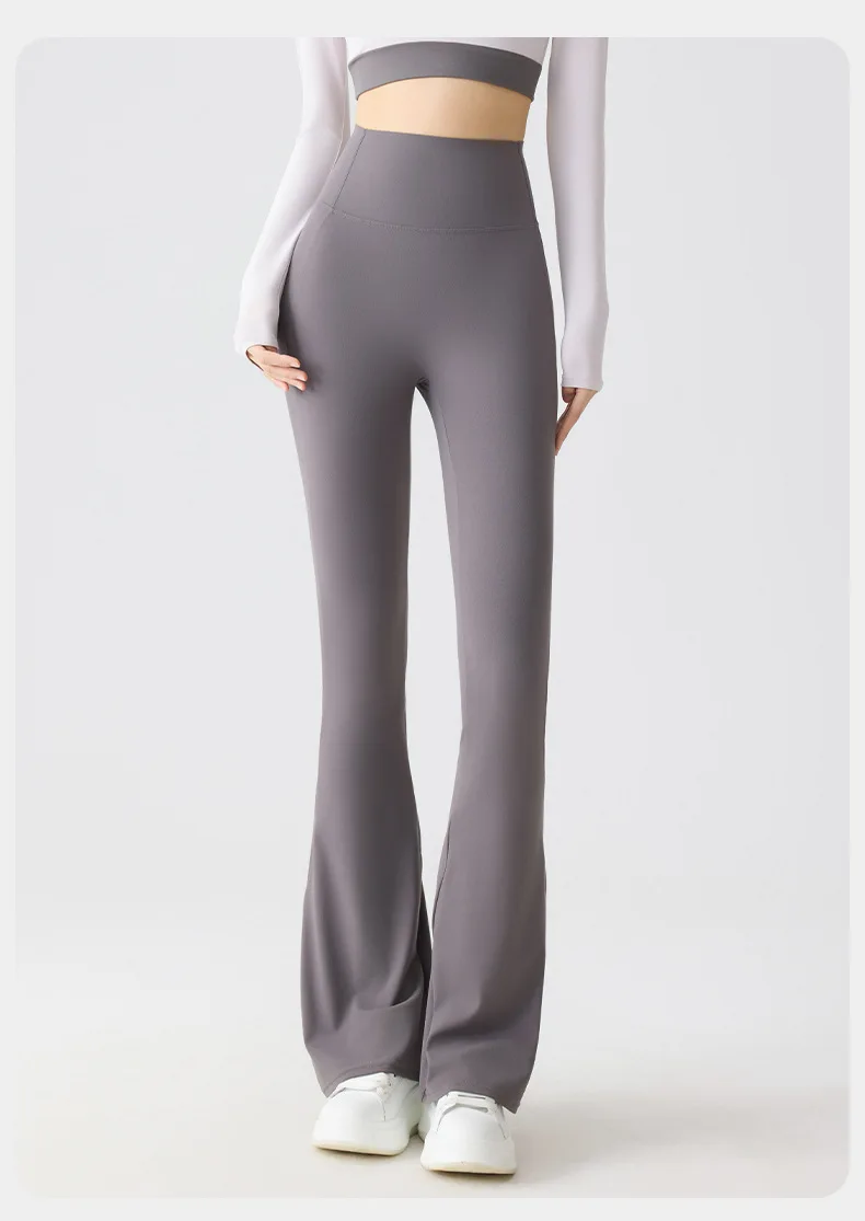 BIVIGAOS Spring Summer Micro Flared Sharkskin Leggings Women Tight Sexy Elastic Horseshoe Pants Sport Fitness Yoga Flared Pants