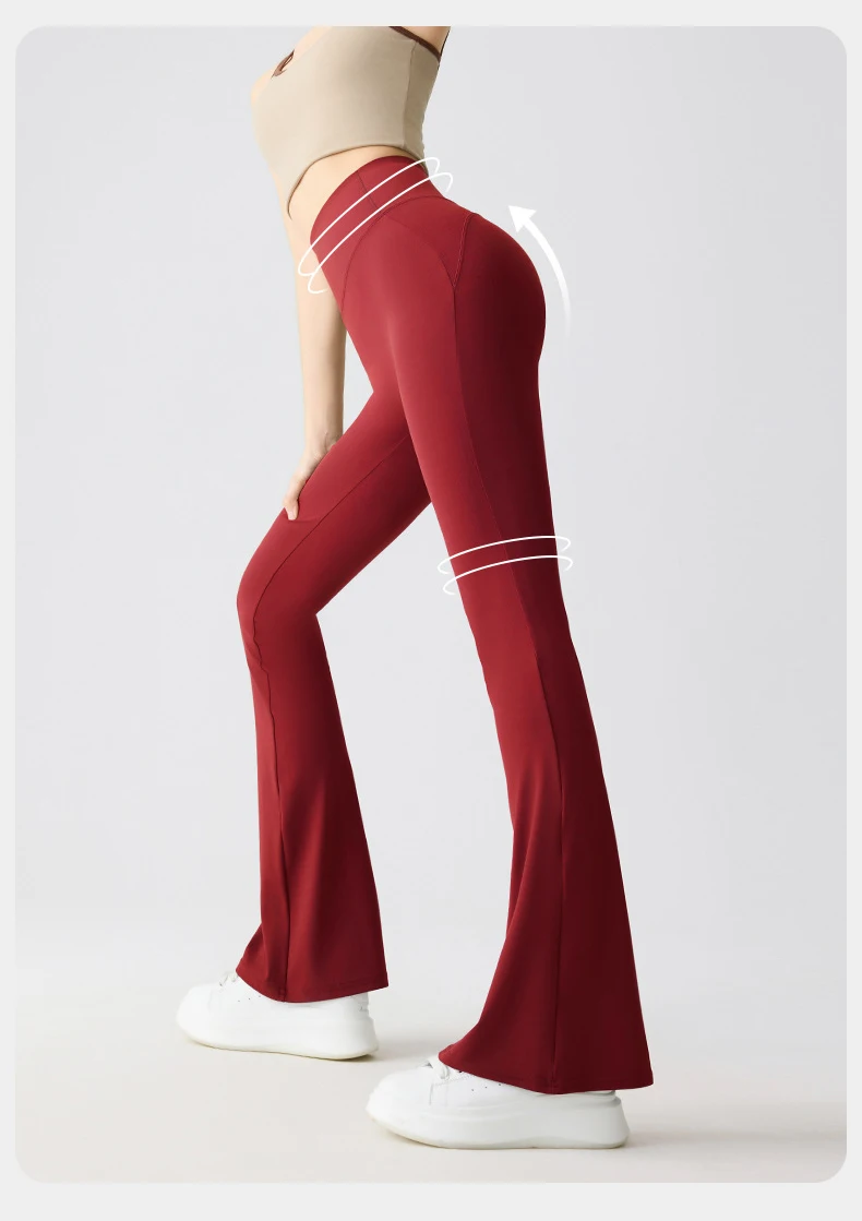 BIVIGAOS Spring Summer Micro Flared Sharkskin Leggings Women Tight Sexy Elastic Horseshoe Pants Sport Fitness Yoga Flared Pants