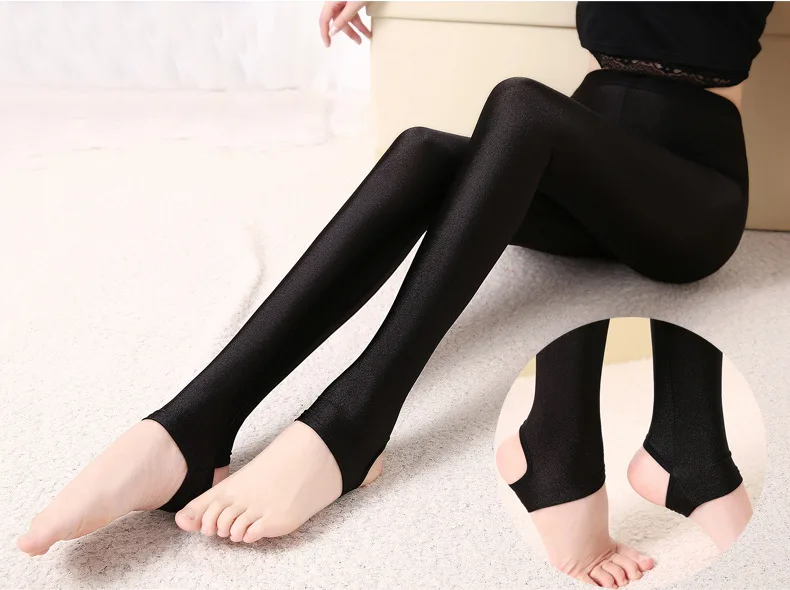 2020 New Fashion Design Lady Black Shine Full Length Leggings Women Casual Fitness Skinny Pants Female Step Foot Long Leggings