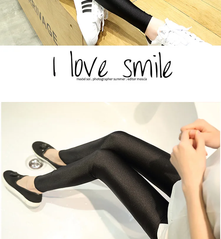 2020 New Fashion Design Lady Black Shine Full Length Leggings Women Casual Fitness Skinny Pants Female Step Foot Long Leggings