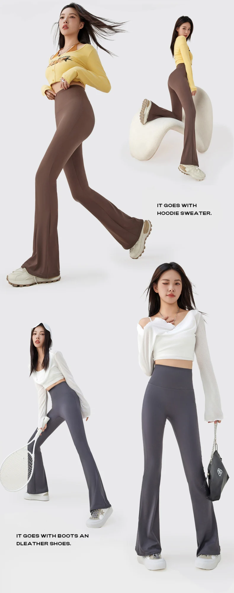 BIVIGAOS Spring Summer Sharkskin Micro Flared Leggings Women High Waist Slim-Fitting Flared Trousers Sexy Casual Legging Pants