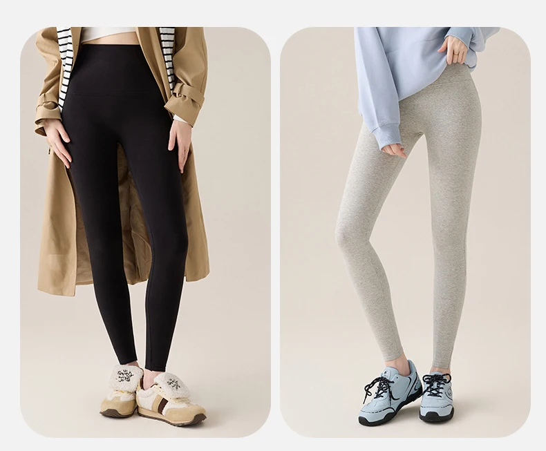 BIVIGAOS Autumn New Thin Cotton Leggings Women High Waist Sports Casual Leggings 40 Weave Knitting High Stretch Cotton Pants
